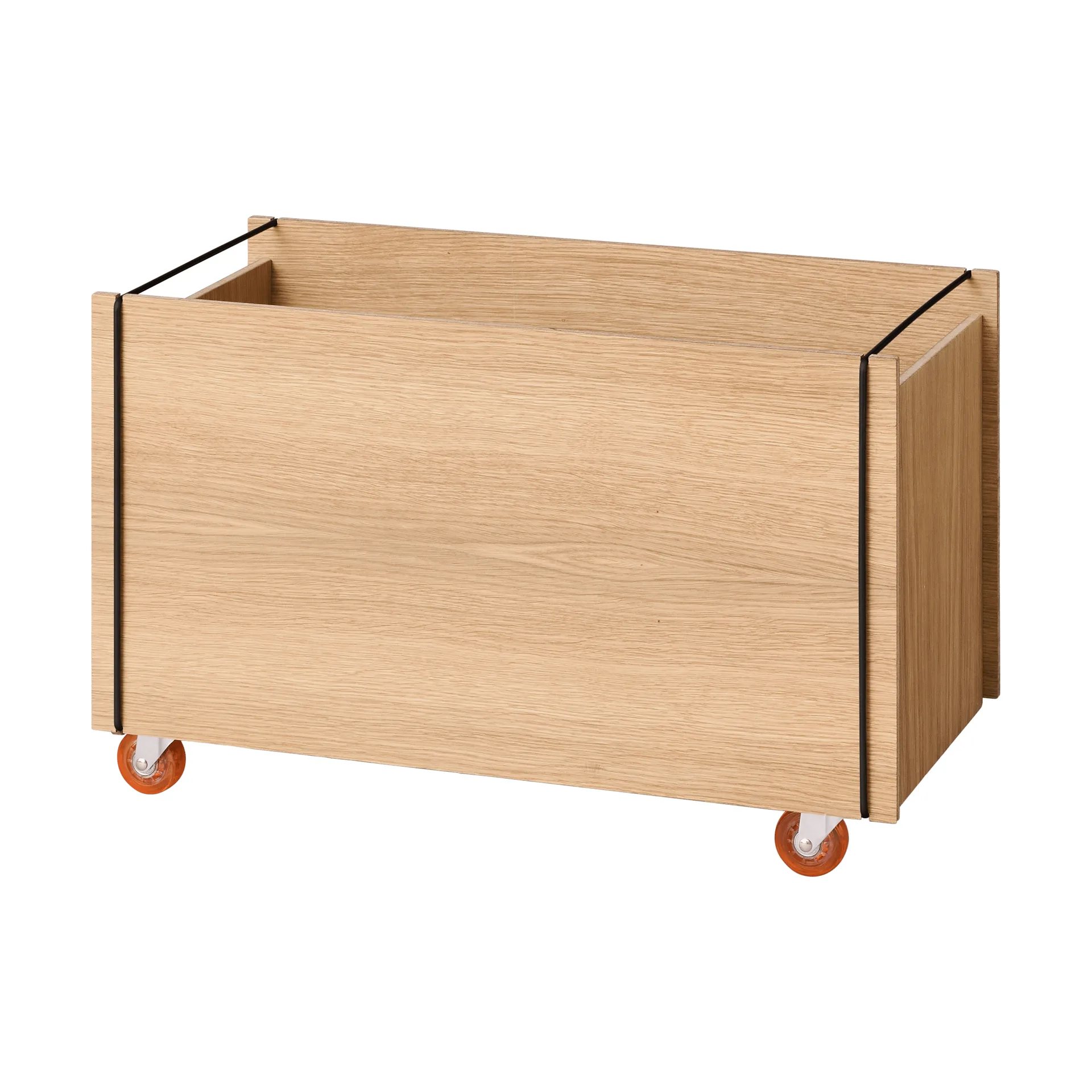 Moebe opbergdoos, Geolied eiken-zwart, met wielen, 33x60x31 cm MOEBE
