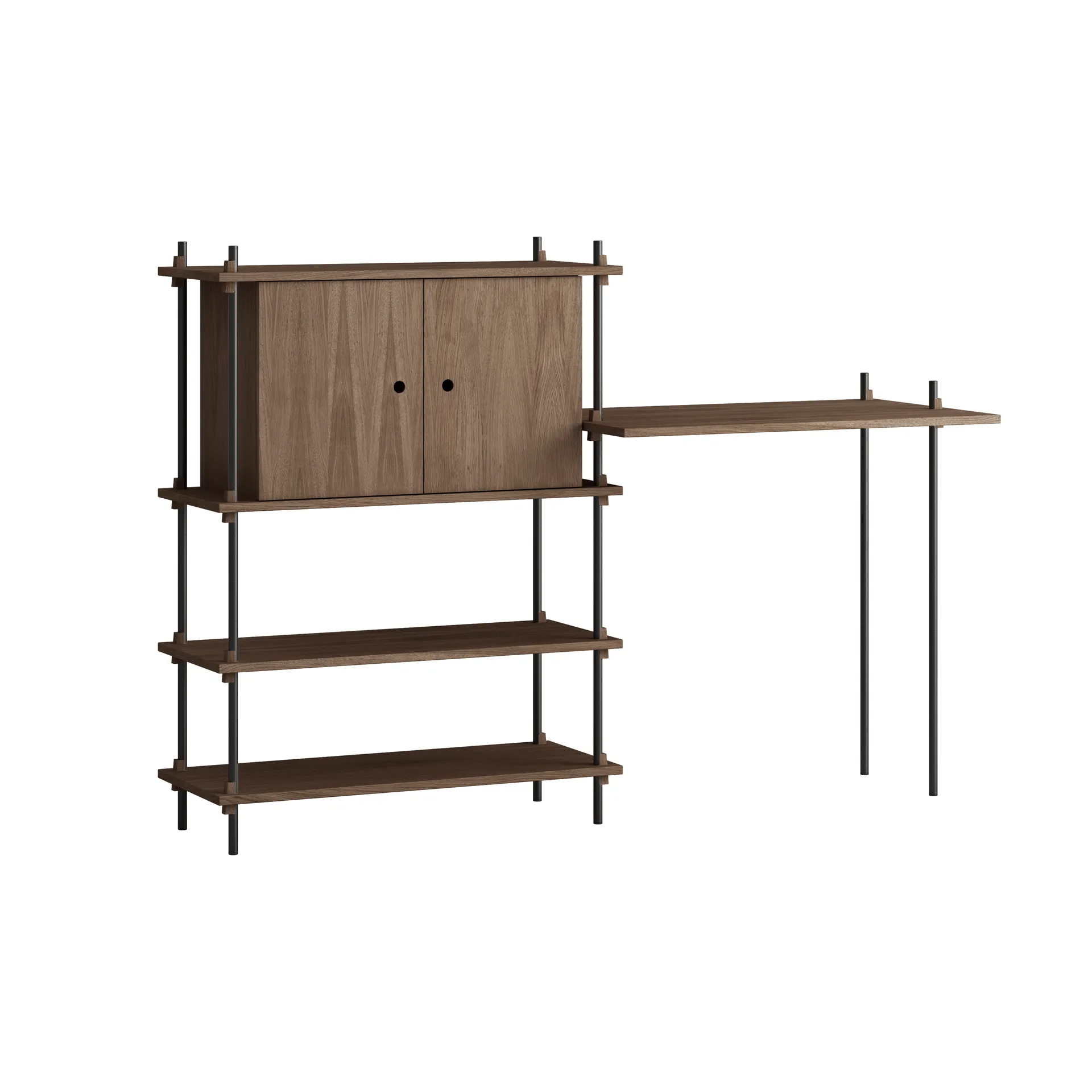 Moebe shelving system s.115.2.D, Gerookt eikenhout-zwart MOEBE