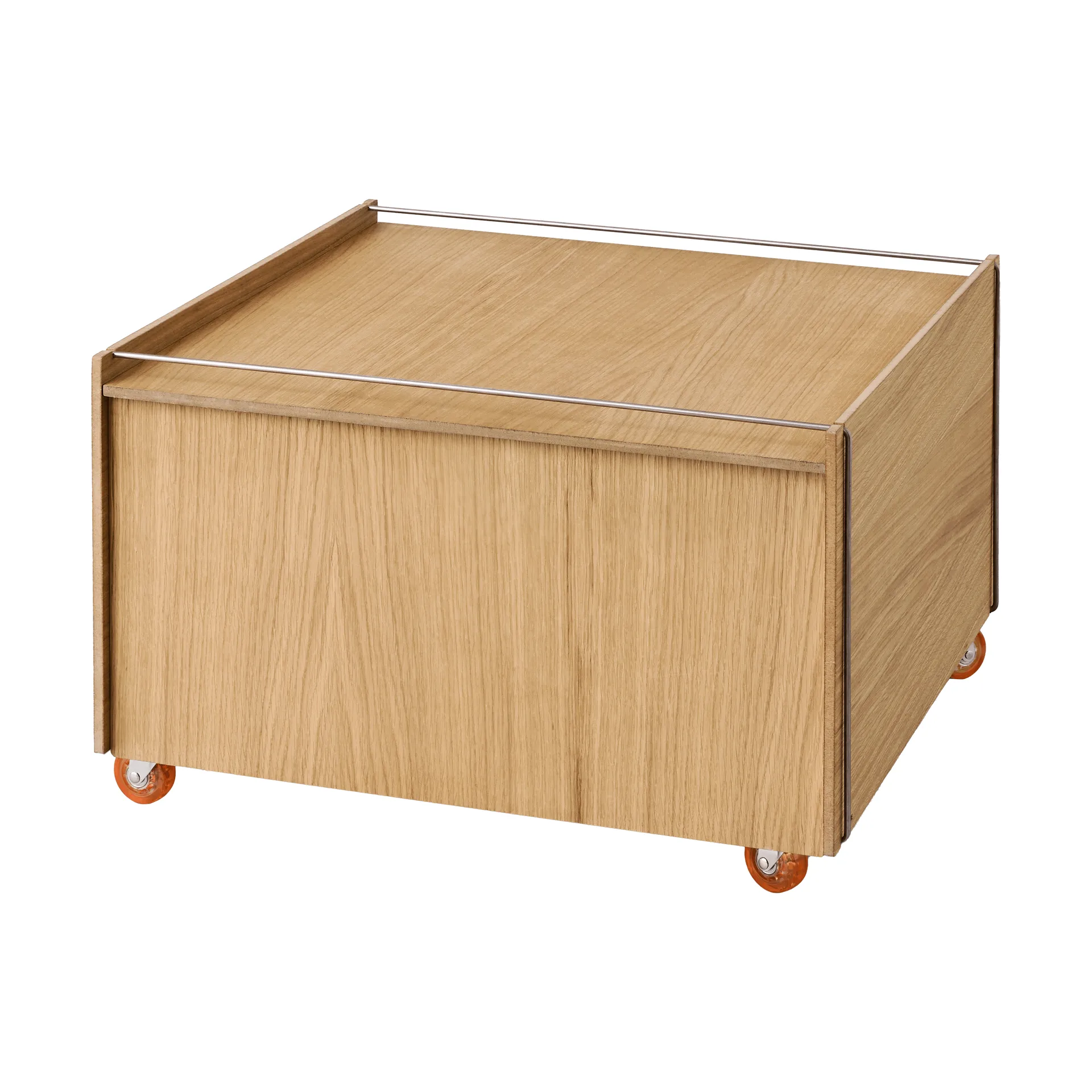 Moebe Storage Chest salontafel met opbergruimte, Geolied eiken-roestvrij staal, 60x61x38.2 cm MOEBE