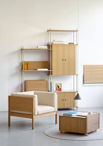 Moebe Storage Chest salontafel met opbergruimte - Geolied eiken-roestvrij staal, 60x61x38.2 cm - MOEBE