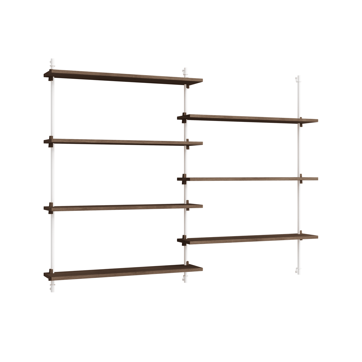 Moebe wall shelving ws.115.2.B Gerookt eikenhout-wit