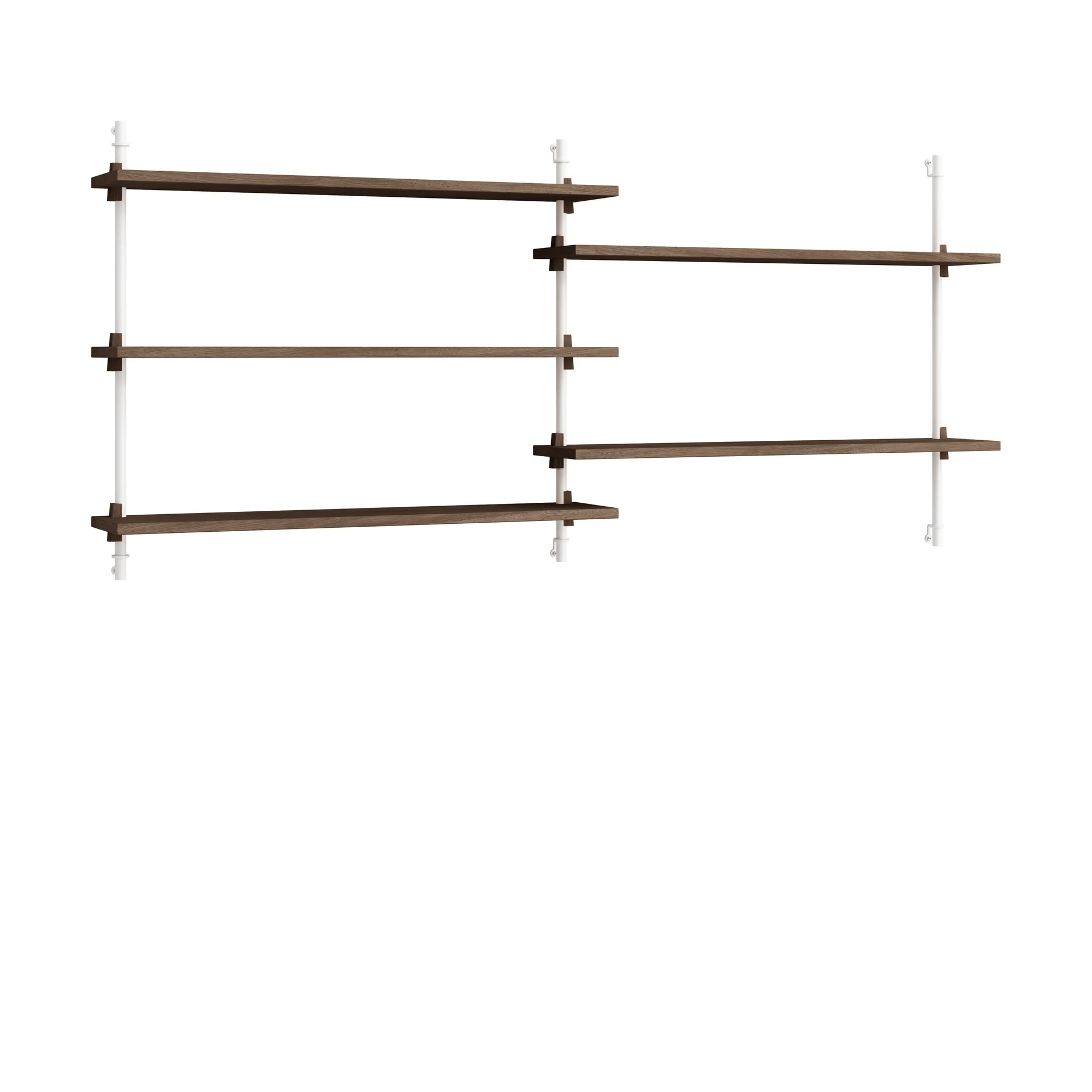 Moebe wall shelving ws.65.2.B, Gerookt eikenhout-wit MOEBE