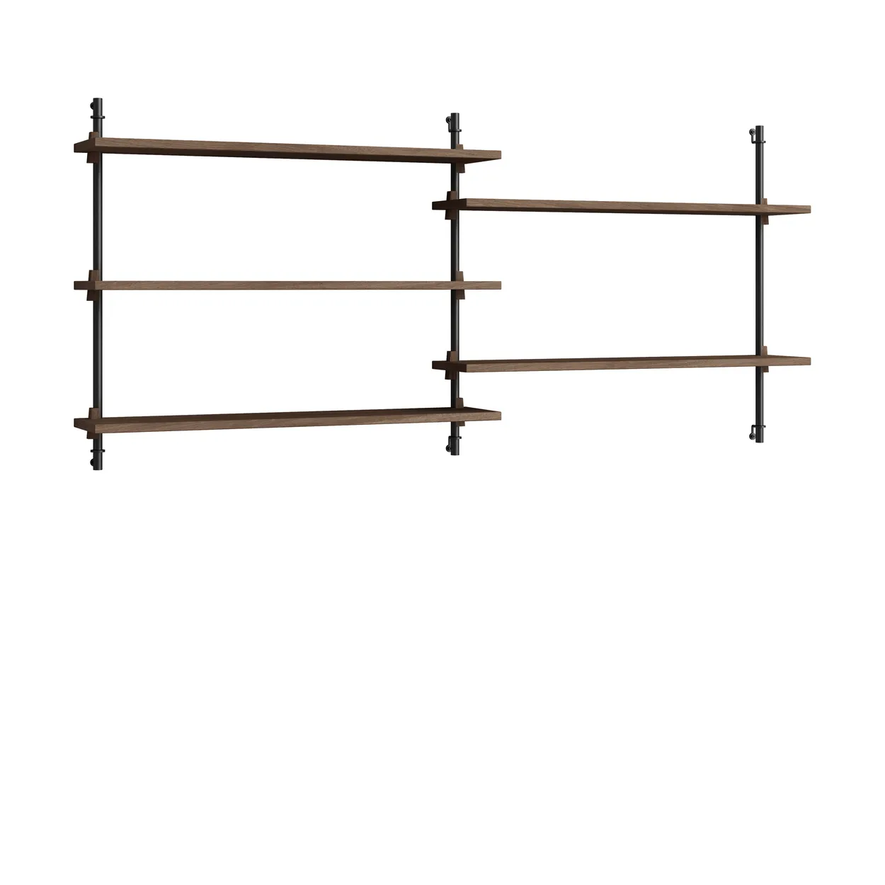 Moebe wall shelving ws.65.2.B Gerookt eikenhout-zwart