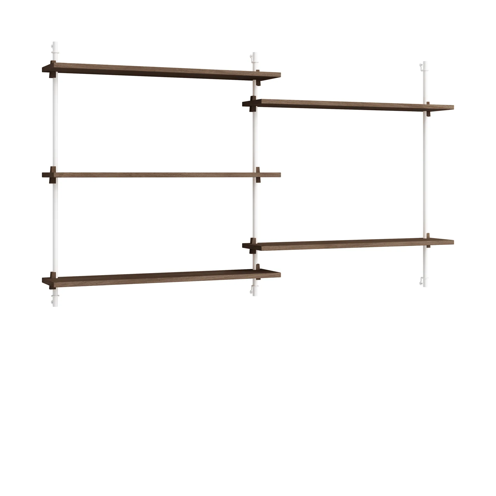 Moebe wall shelving ws.85.2.B, Gerookt eikenhout-wit MOEBE