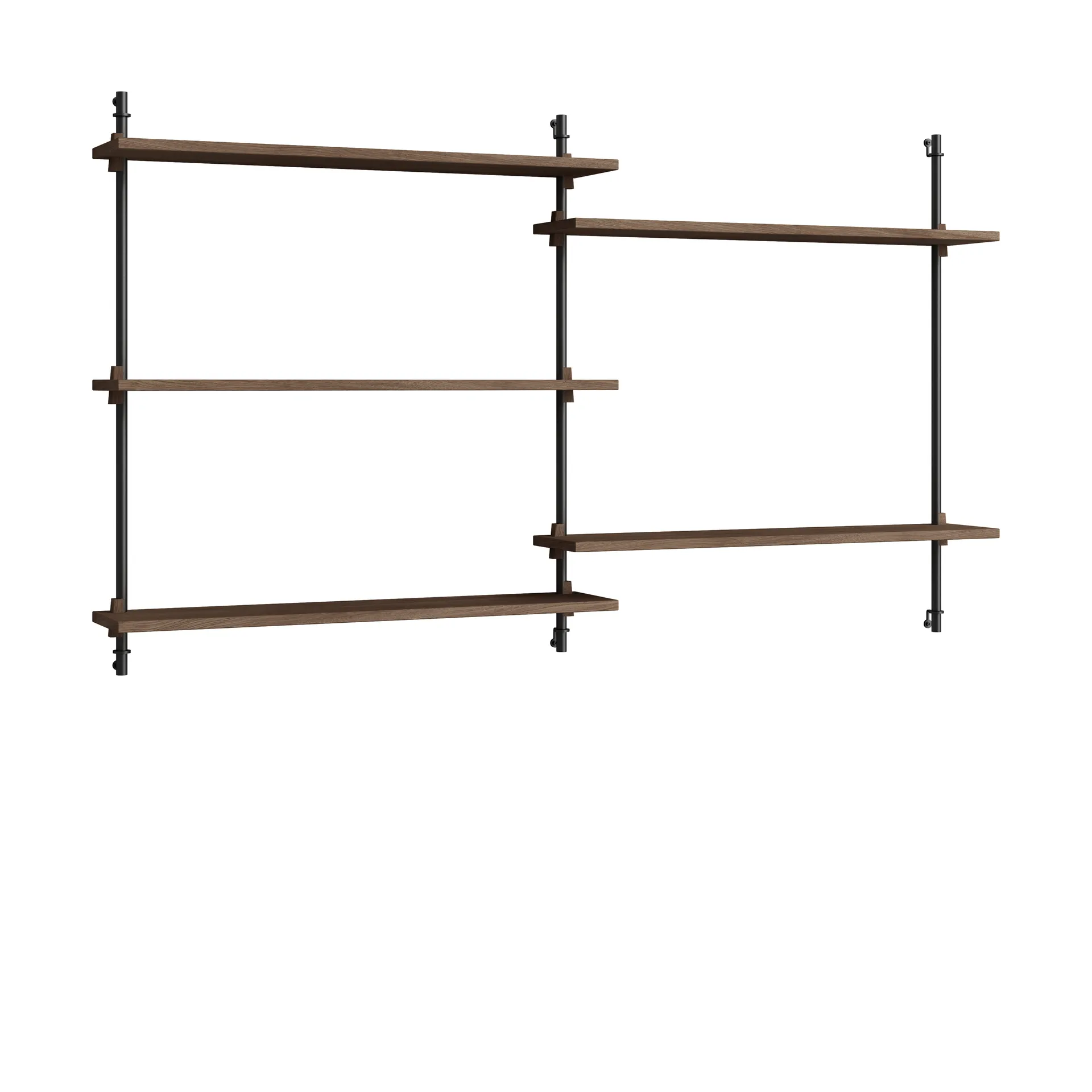 Moebe wall shelving ws.85.2.B, Gerookt eikenhout-zwart MOEBE