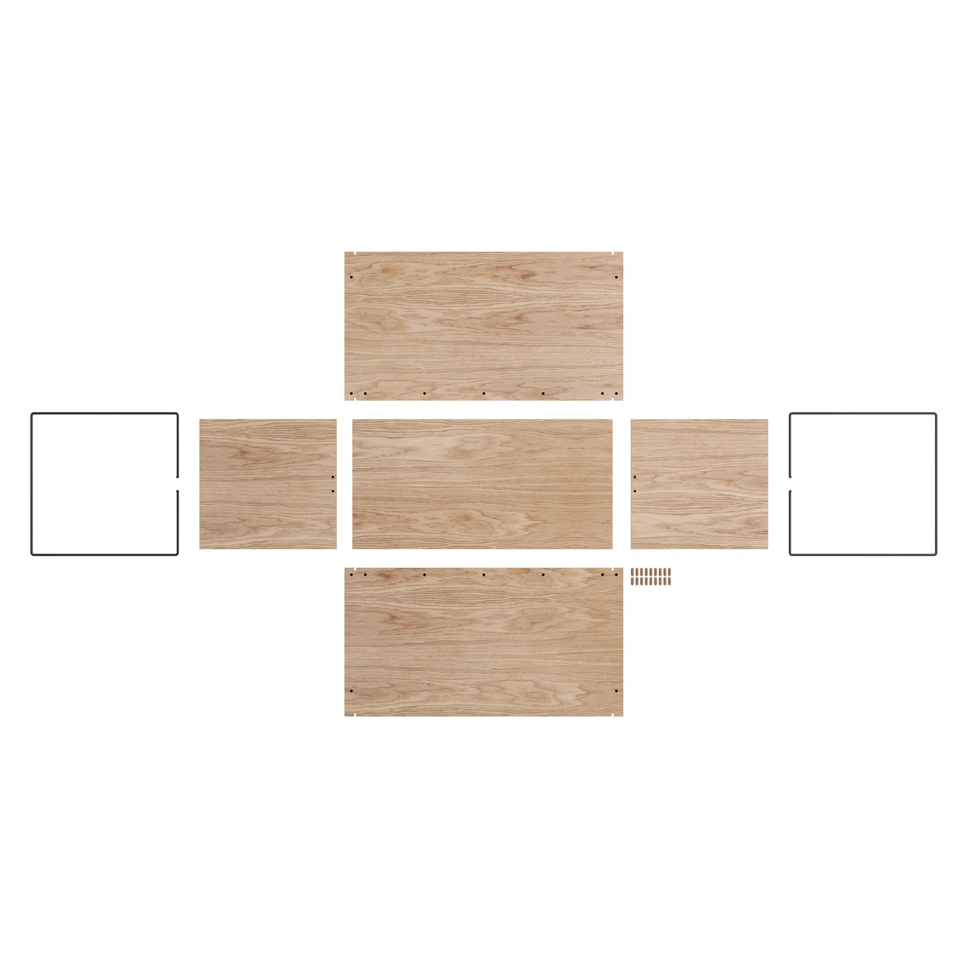 Opbergdoos eikenhout 33x60 cm, Wood, black MOEBE