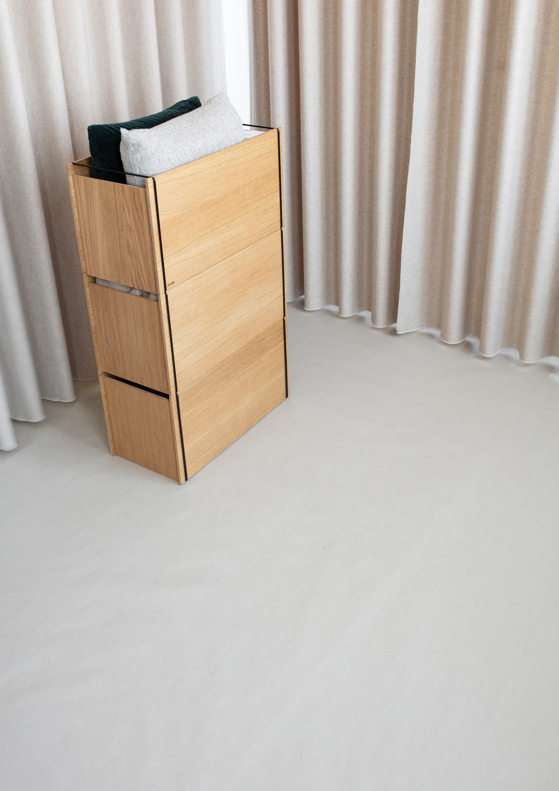 Opbergdoos eikenhout 33x60 cm, Wood, black MOEBE