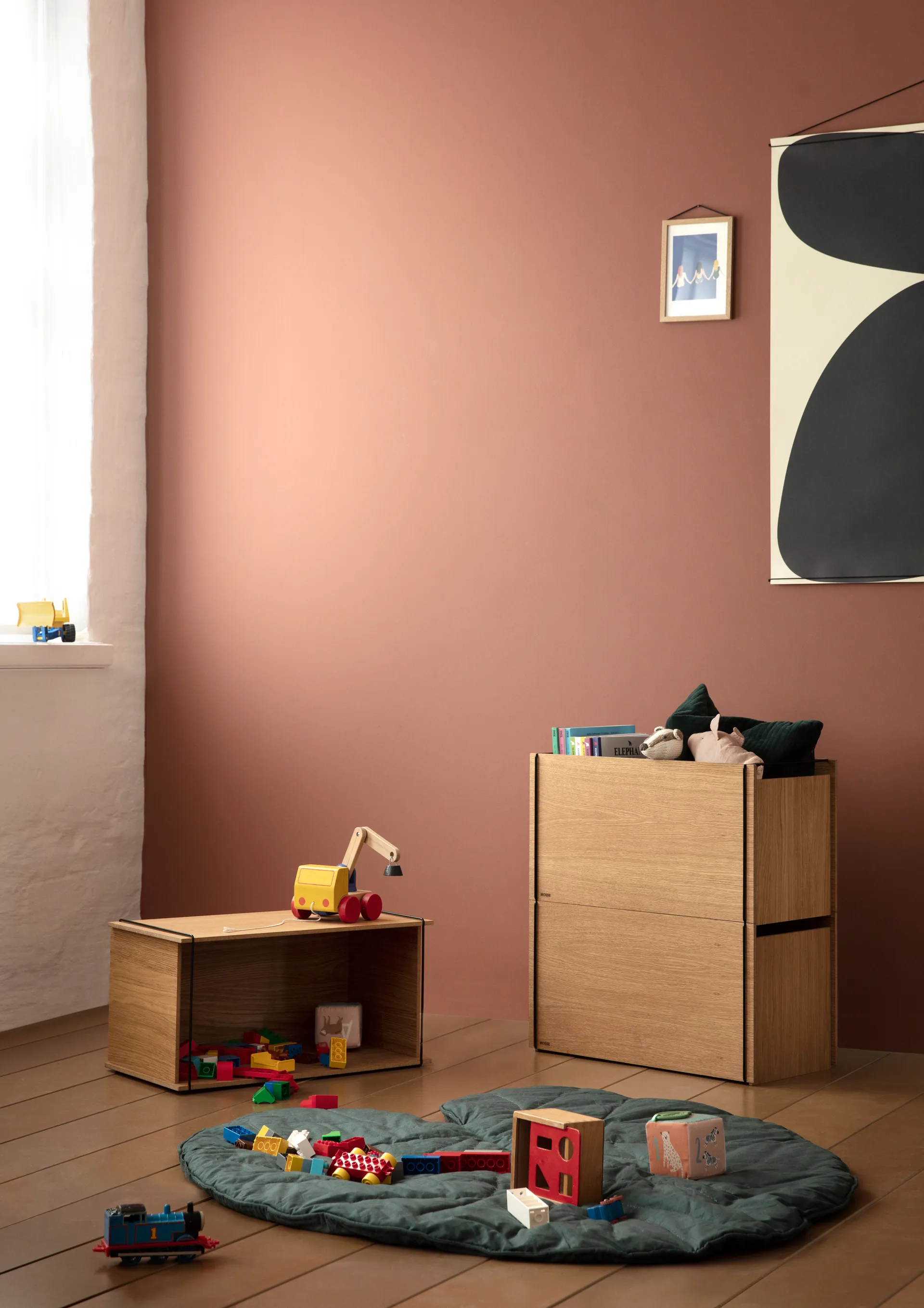 Opbergdoos eikenhout 33x60 cm, Wood, black MOEBE