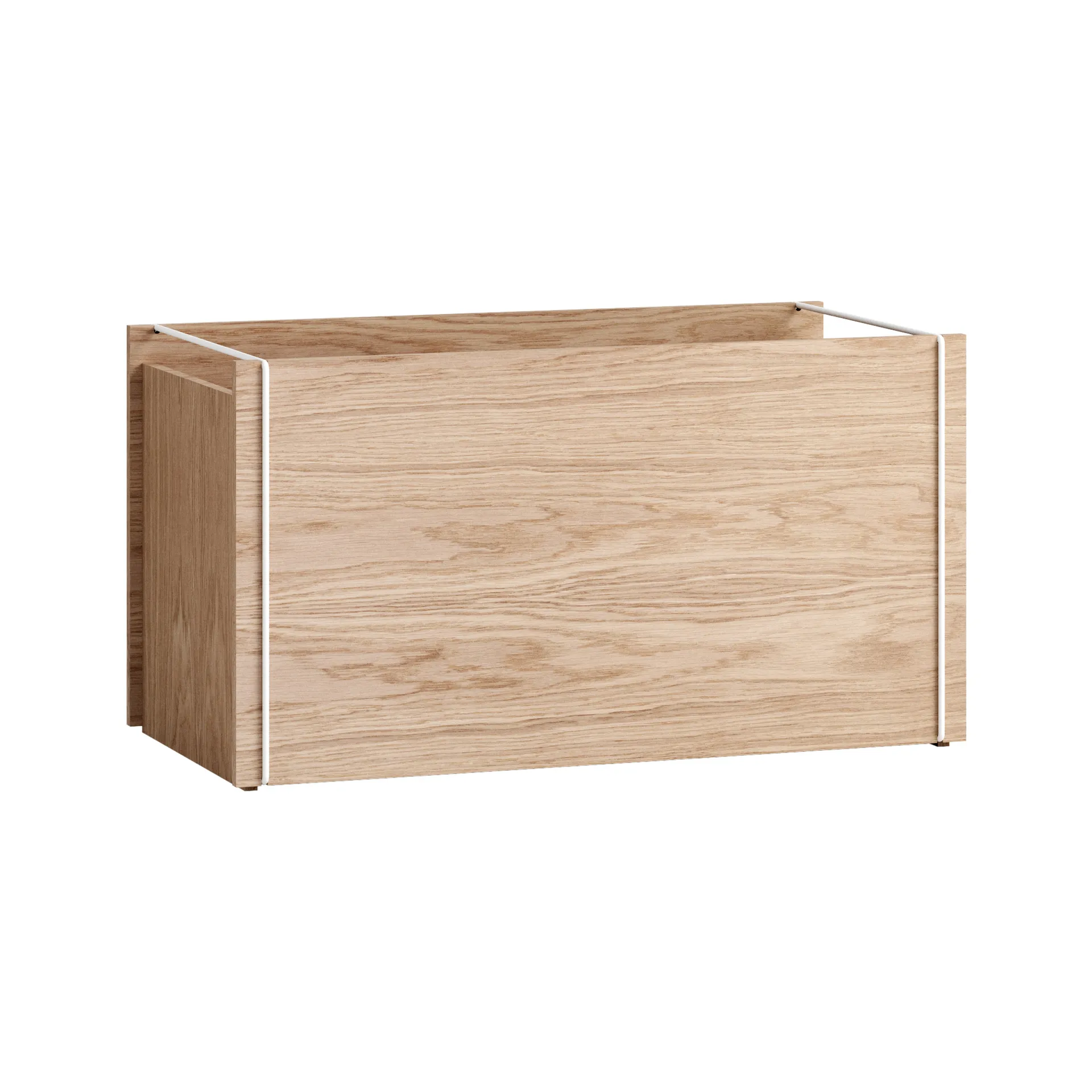 Opbergdoos eikenhout 33x60 cm, Wood, white MOEBE