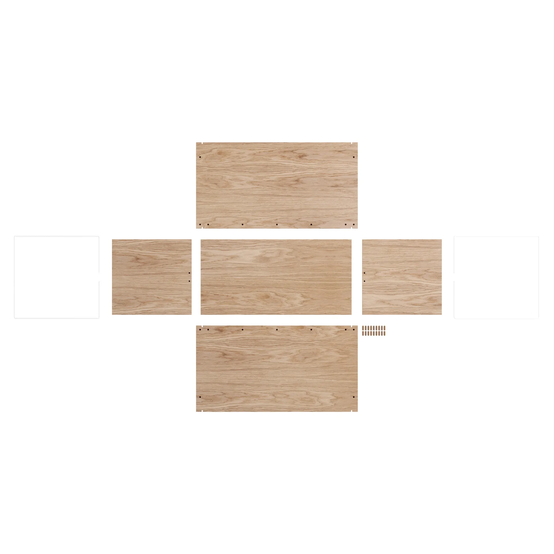 Opbergdoos eikenhout 33x60 cm, Wood, white MOEBE