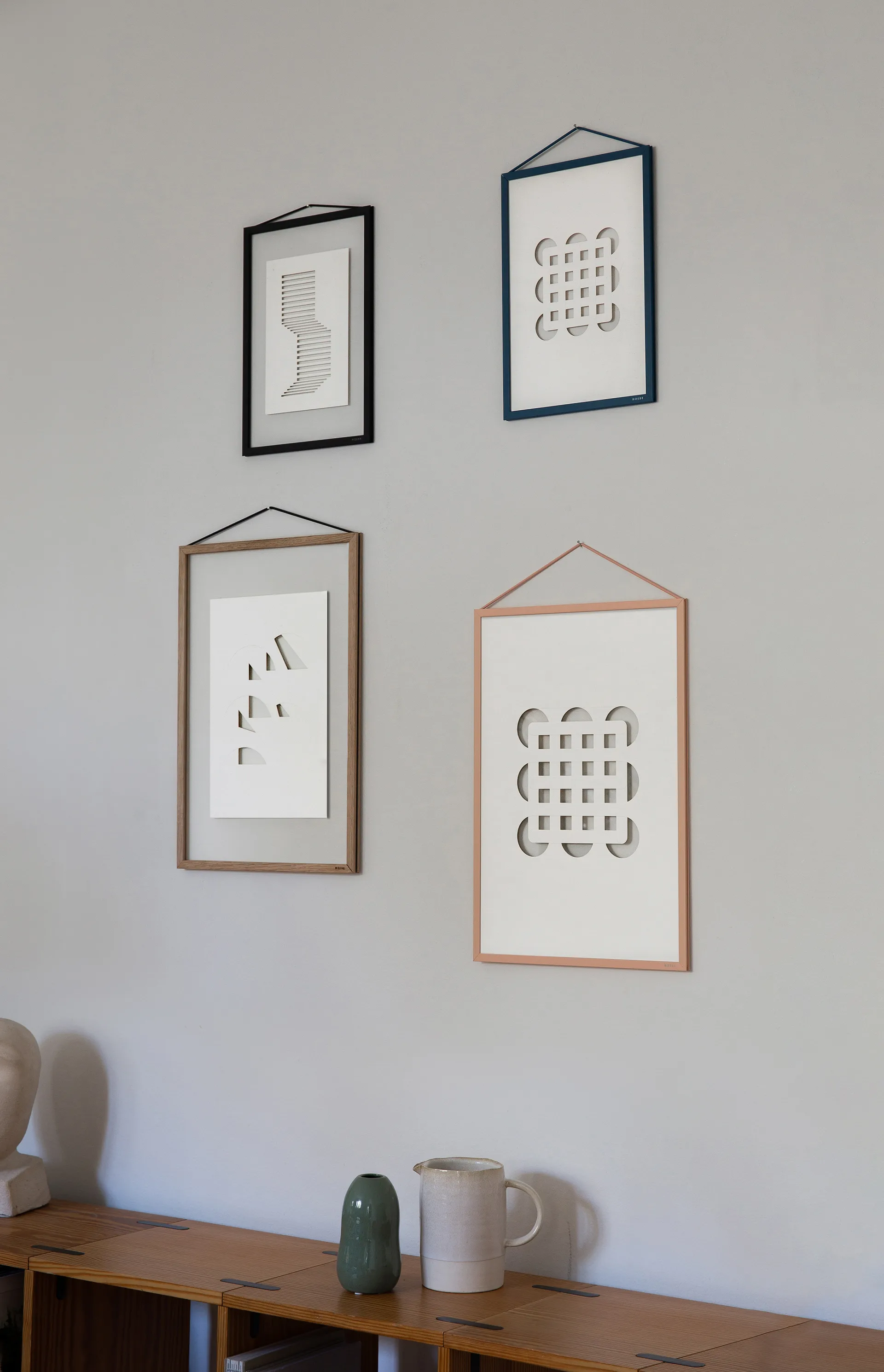Relief kunstwerk circles & squares 21x29,7 cm, Off White MOEBE