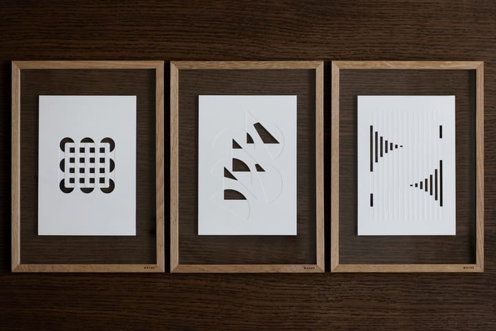 Relief kunstwerk half moons & triangles 14,8x21 cm, Off White MOEBE