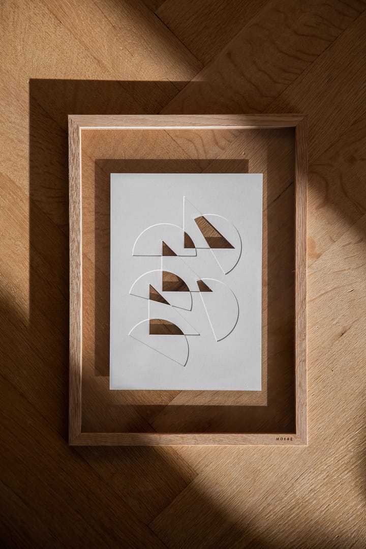 Relief kunstwerk half moons & triangles 21x29,7 cm, Off White MOEBE