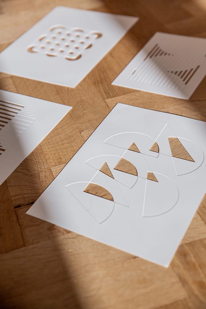 Relief kunstwerk half moons & triangles 21x29,7 cm, Off White MOEBE