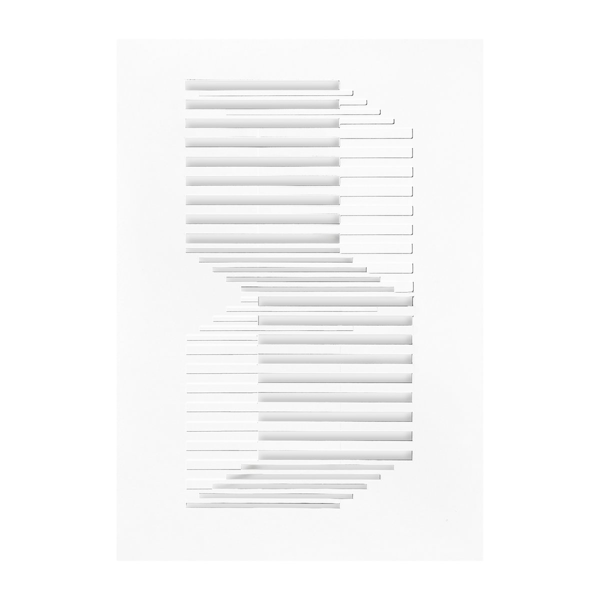 MOEBE Relief kunstwerk shifted lines 21x29,7 cm Off White