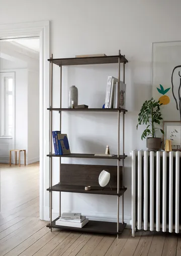 Shelving System classic plankenkast - Gerookt eiken-warmgrijs, 86x115x35 cm, S.115.1.A - MOEBE