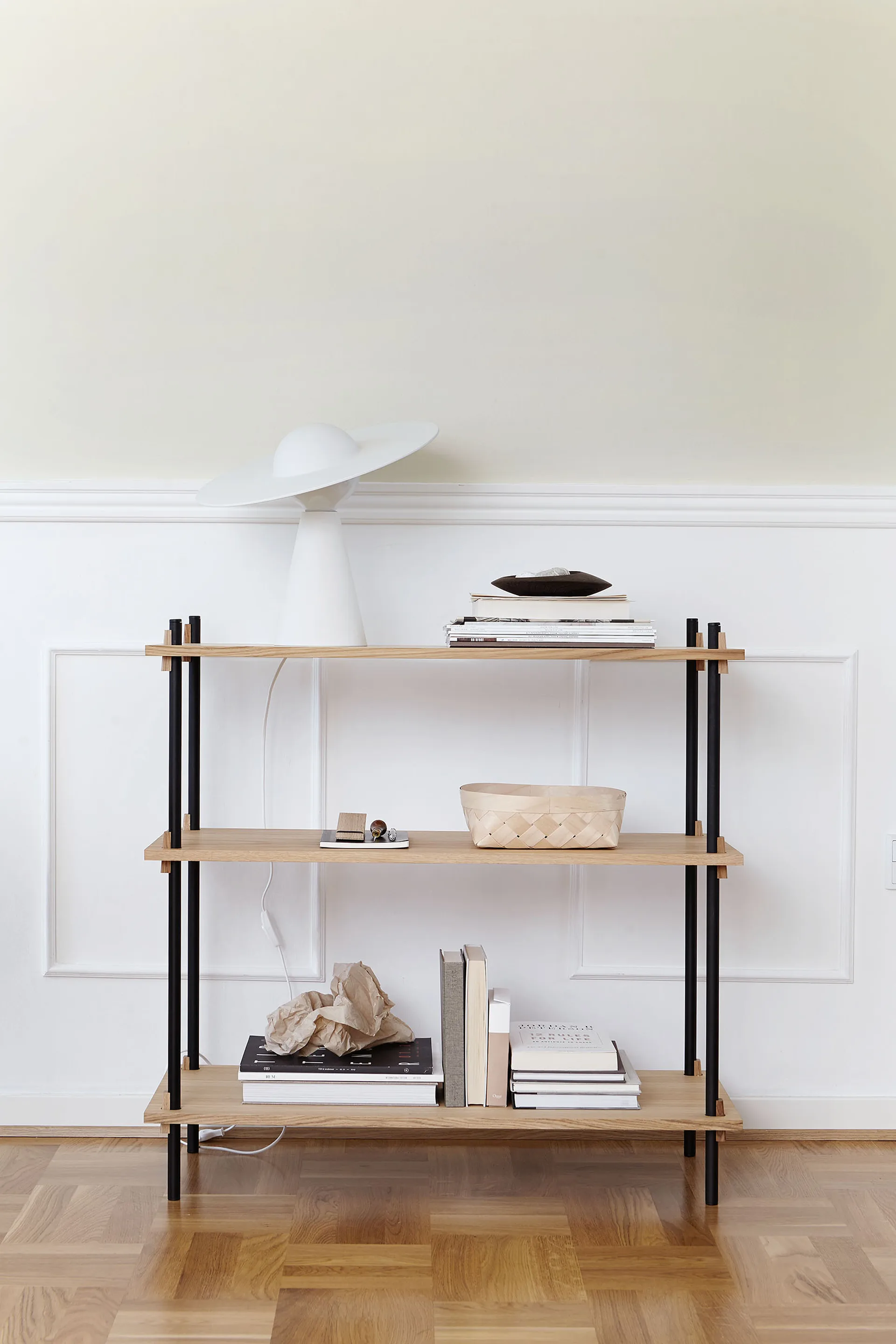 Shelving System classic plankenkast, Gerookt eiken-warmgrijs, 86x115x35 cm, S.115.1.A MOEBE