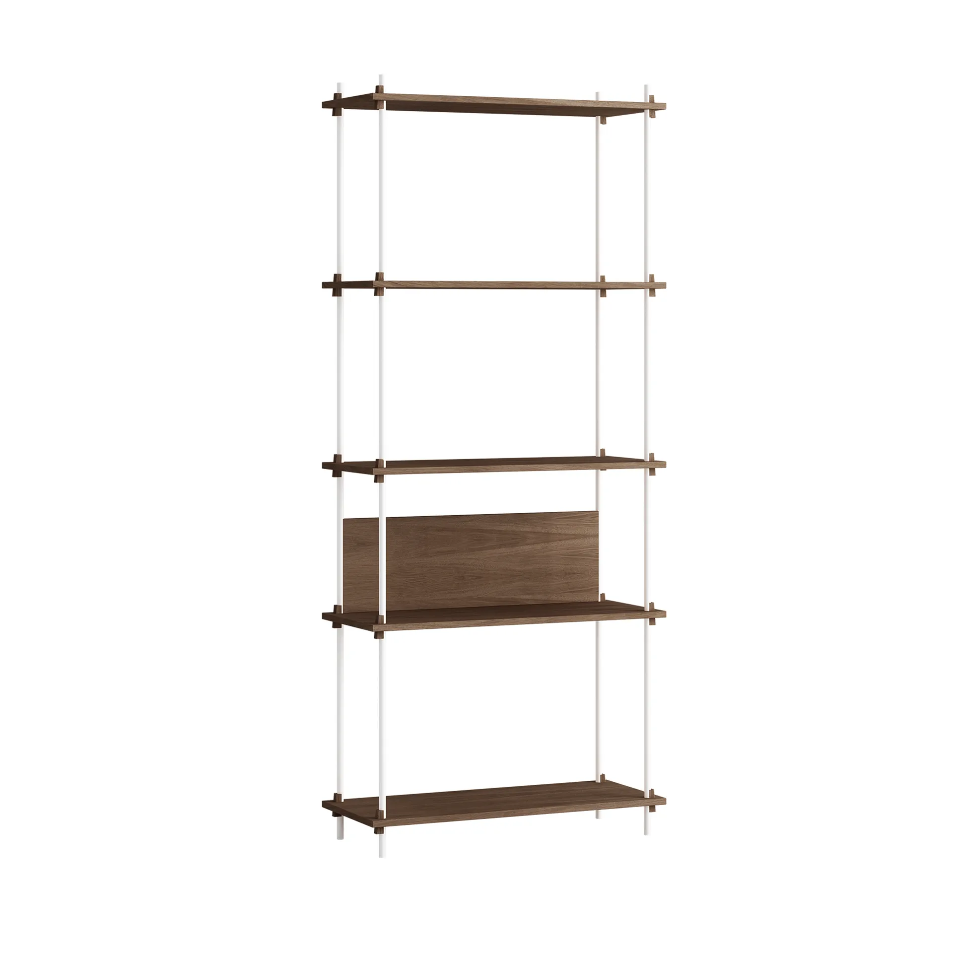 Shelving System classic plankenkast, Gerookt eiken-wit, 86x200x35 cm, S.200.1.A MOEBE