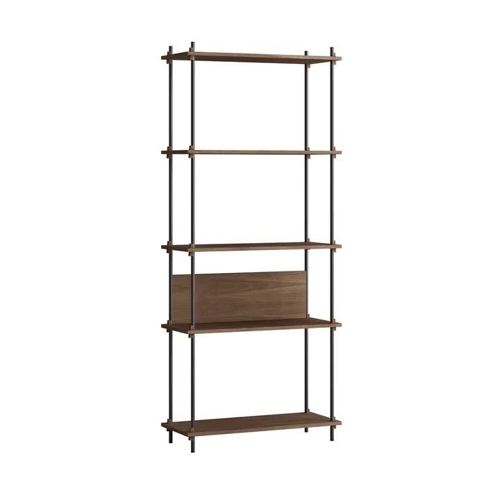 Shelving System classic plankenkast - Gerookt eiken-zwart, 86x200x35 cm, S.200.1.A - MOEBE