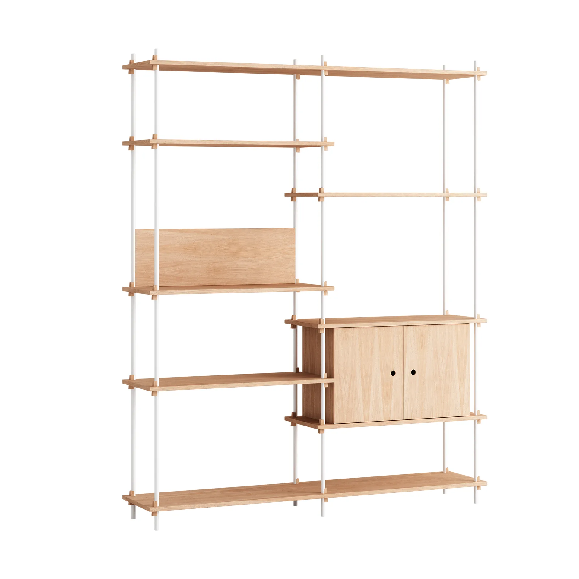 Shelving System plank met kast, Eiken-wit, 163x200x35 cm, S.200.2.C MOEBE