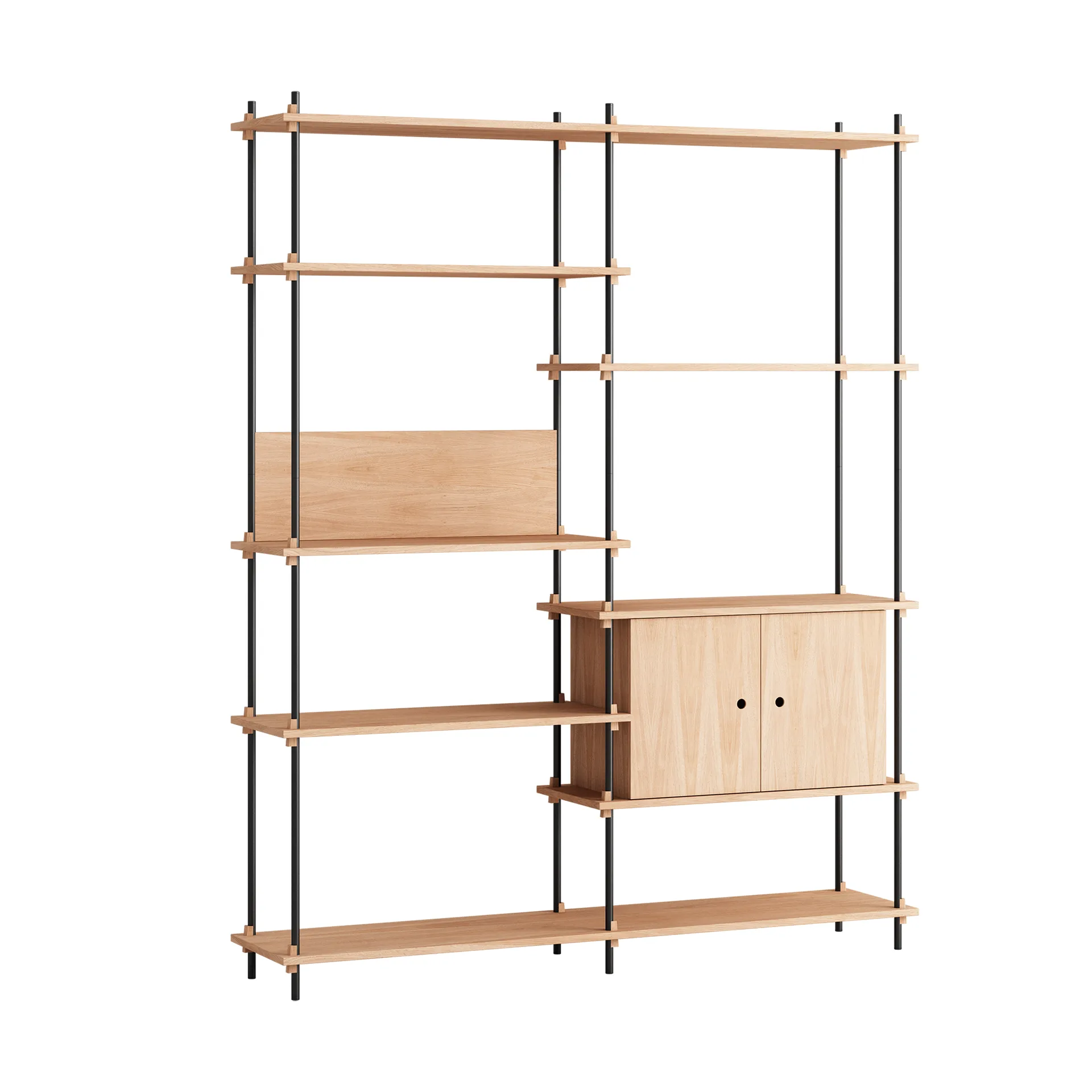 Shelving System plank met kast, Eiken-zwart, 163x200x35 cm, S.200.2.C MOEBE