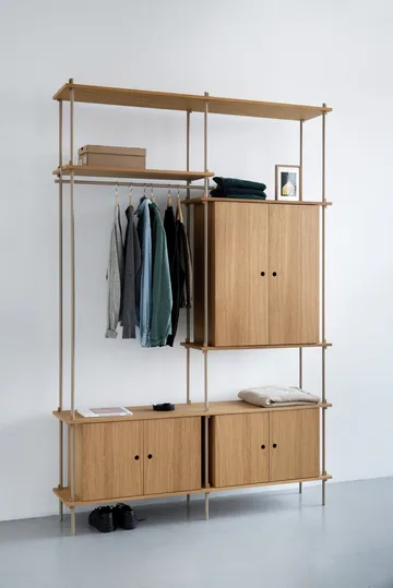 Shelving System plank met kast - Gerookt eiken-wit, 163x200x35 cm, S.200.2.C - MOEBE