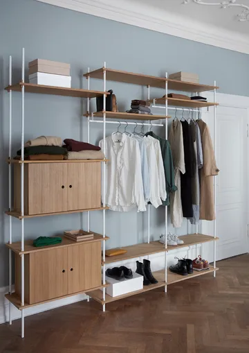 Shelving System plank met kast - Gerookt eiken-wit, 163x200x35 cm, S.200.2.C - MOEBE