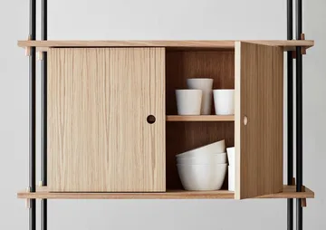 Shelving System plank met kast - Gerookt eiken-zwart, 163x85x35 cm, S.85.2.C - MOEBE