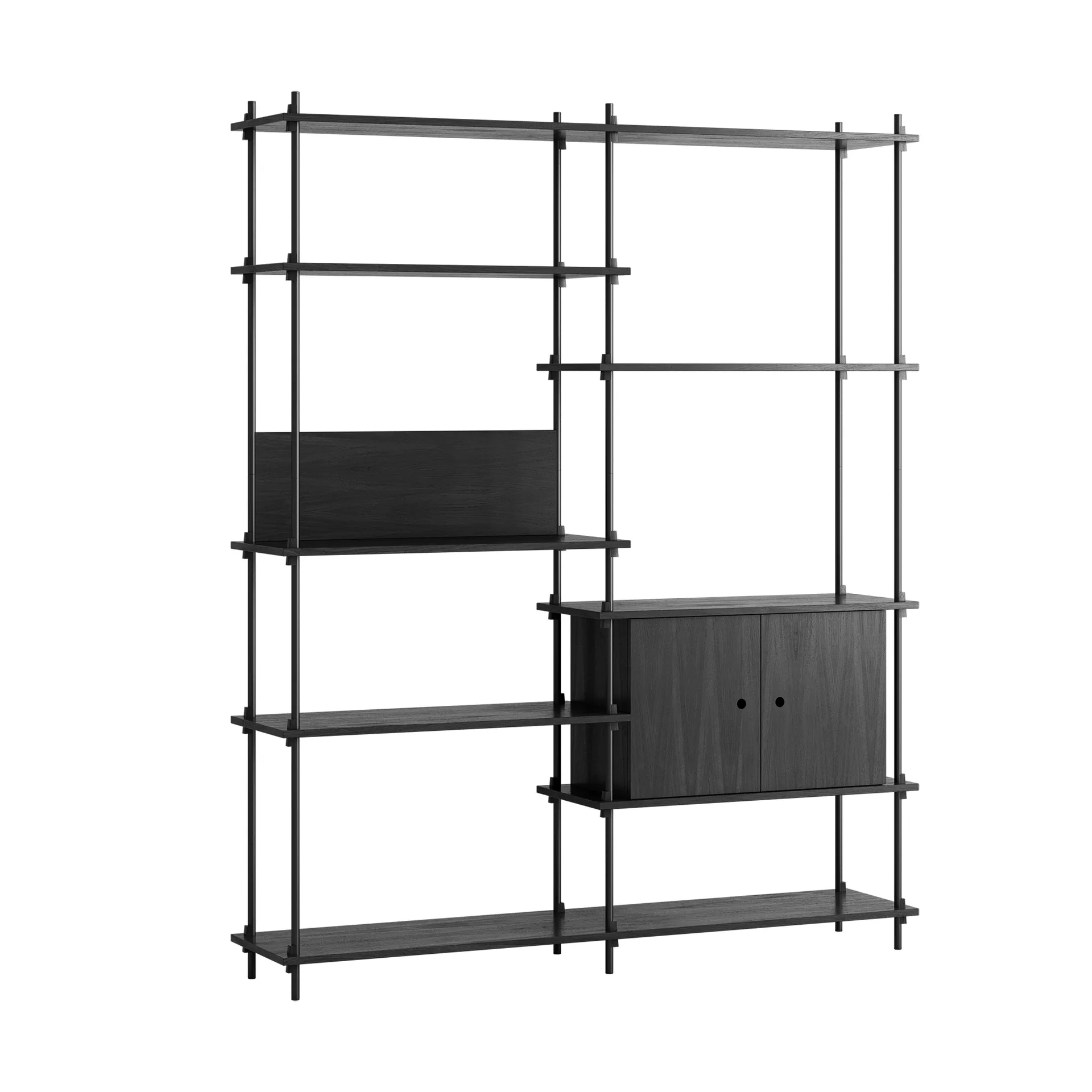 Shelving System plank met kast, Zwart, 163x200x35 cm, S.200.2.C MOEBE