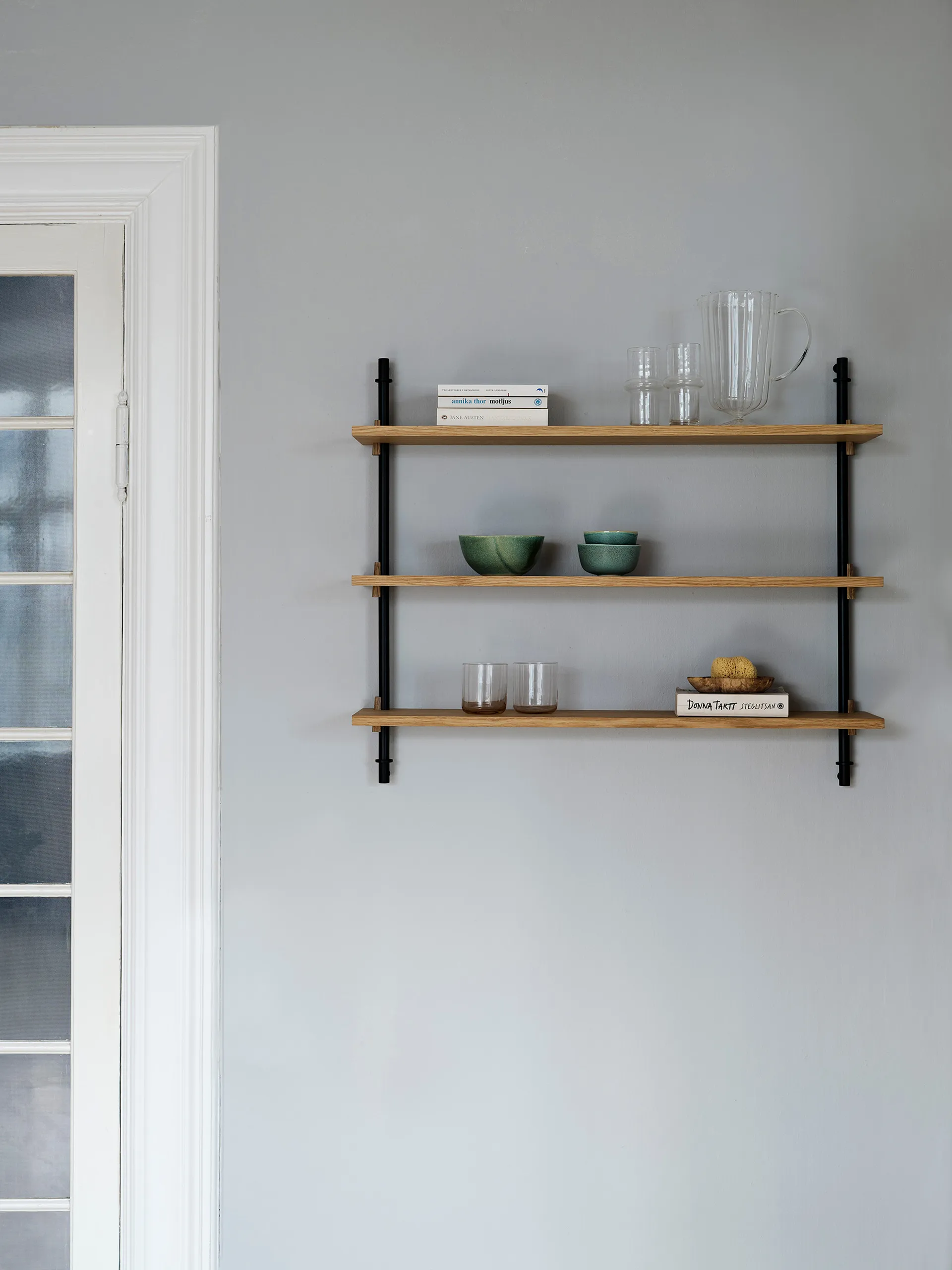 Wall Shelving wandplank, Gerookt eiken-warmgrijs, 92x85x17,5 cm, WS.85.1 MOEBE