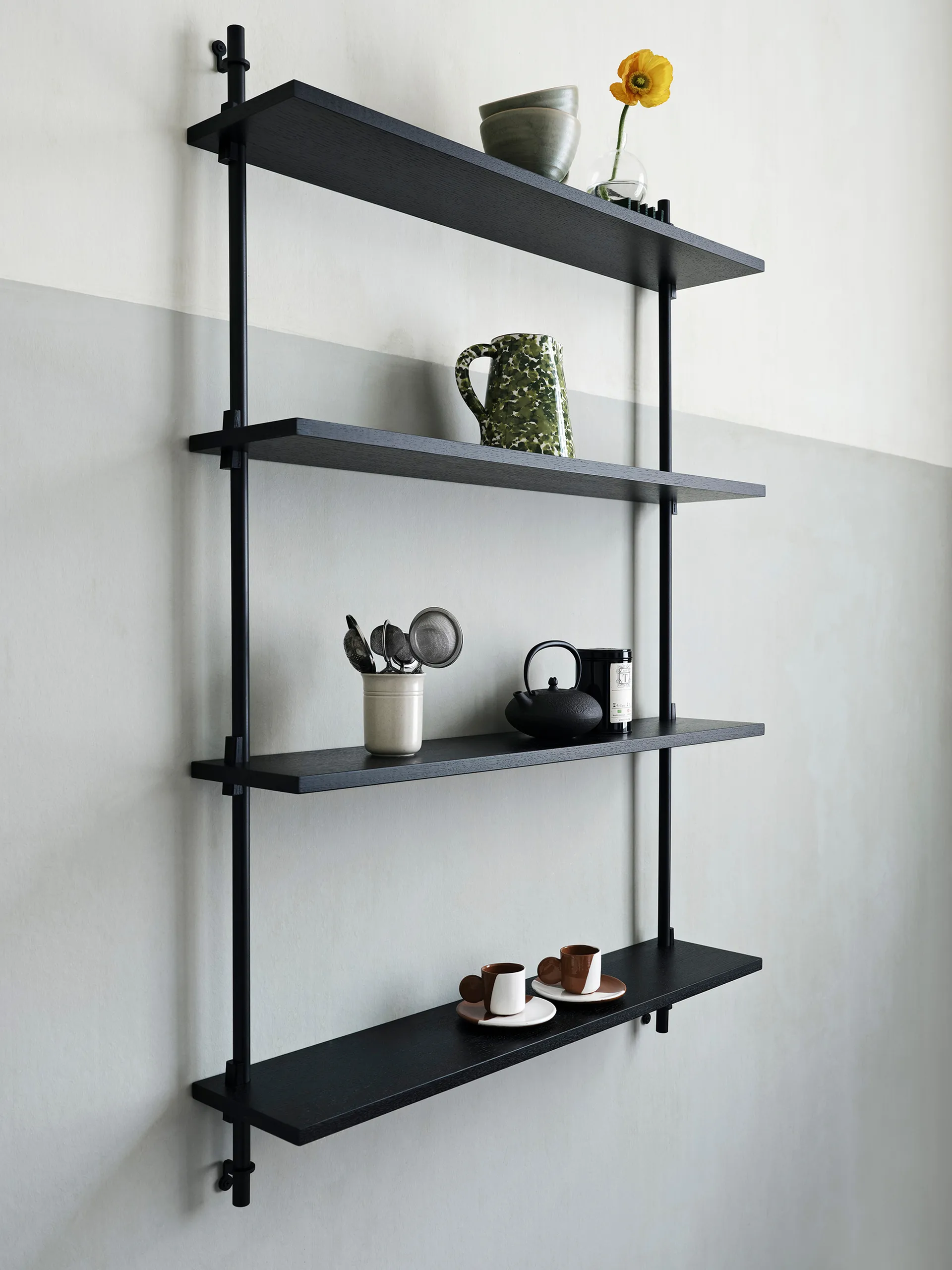 Wall Shelving wandplank, Gerookt eiken-wit, 92x65x17,5 cm, WS.65.1 MOEBE