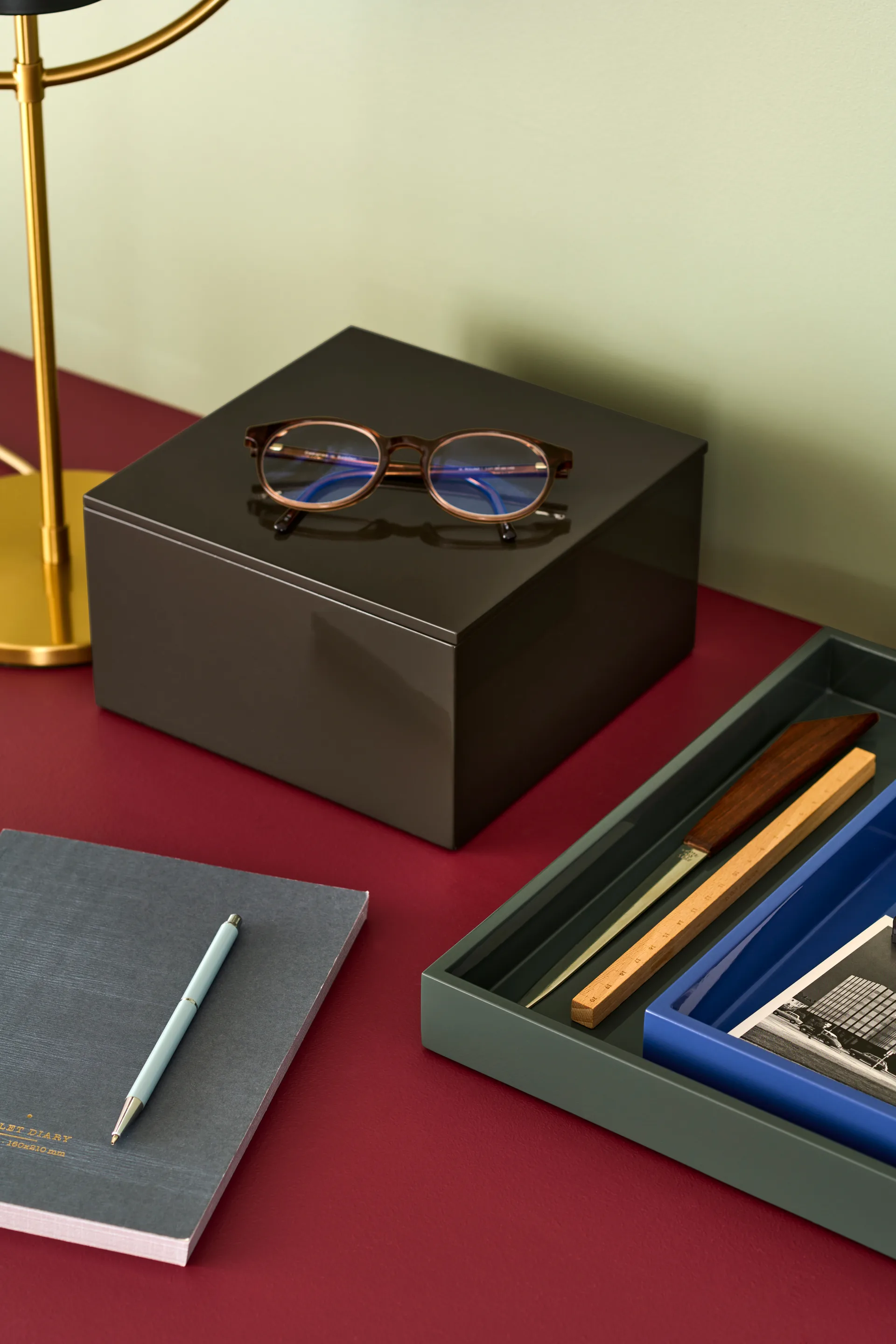 Lux gelakt decoratief dienblad 19x19x3,5 cm, Ultramarin Mojoo