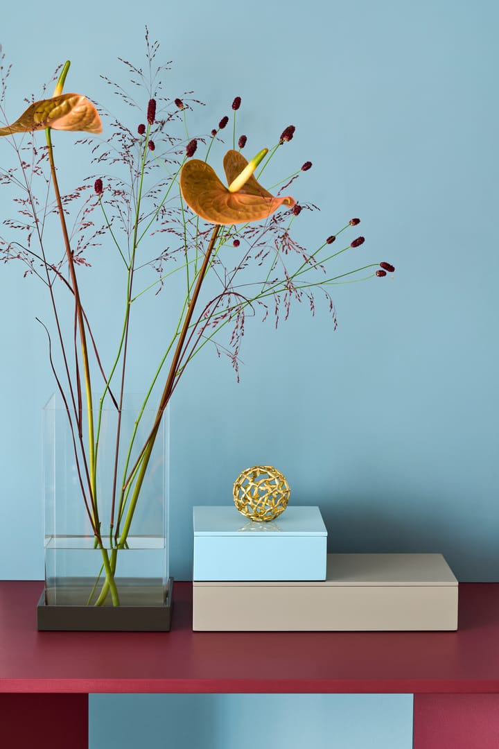 Lux gelakte opbergdoos 19x19x7 cm, Powder blue Mojoo