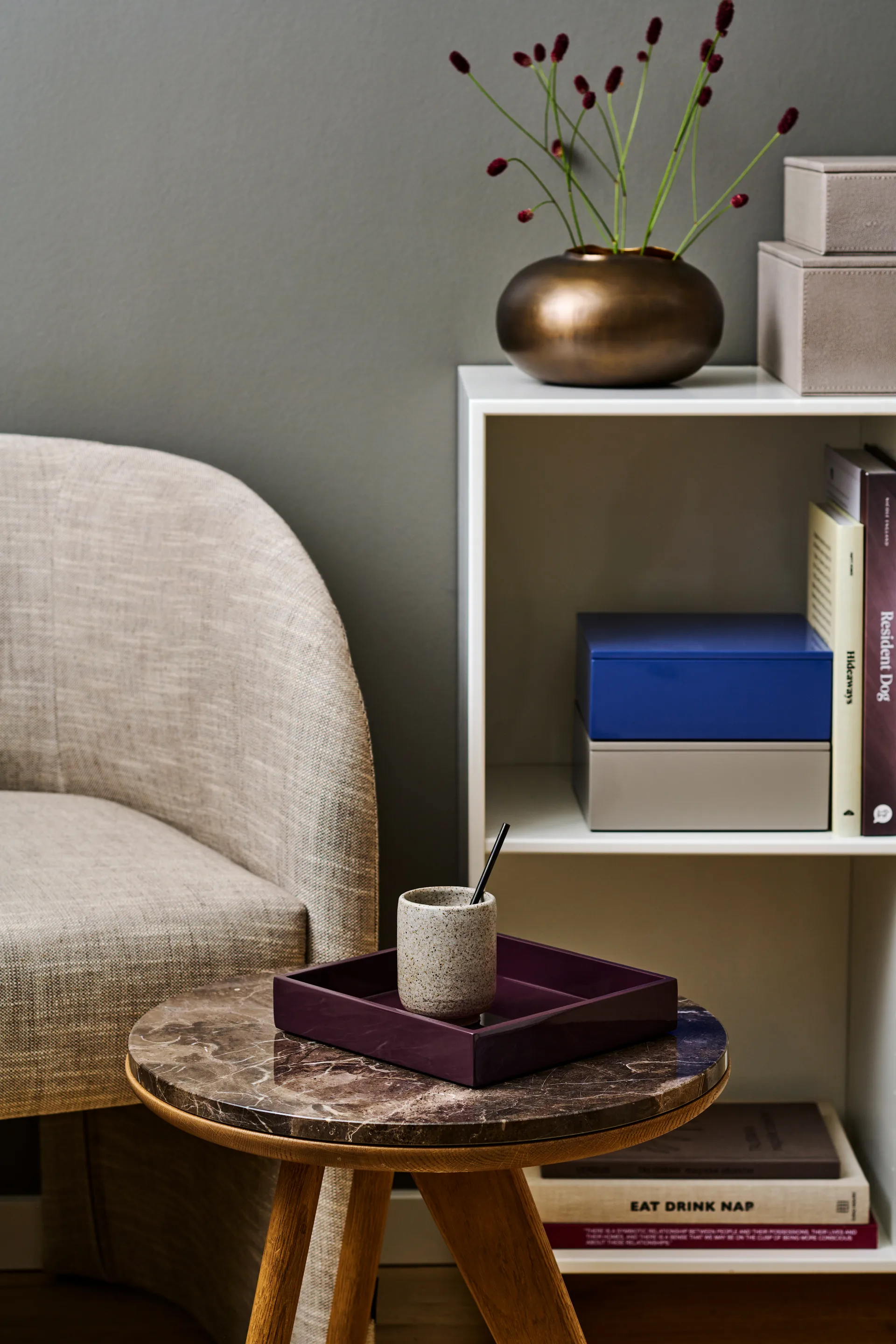 Lux gelakte opbergdoos 19x19x7 cm, Ultramarin Mojoo