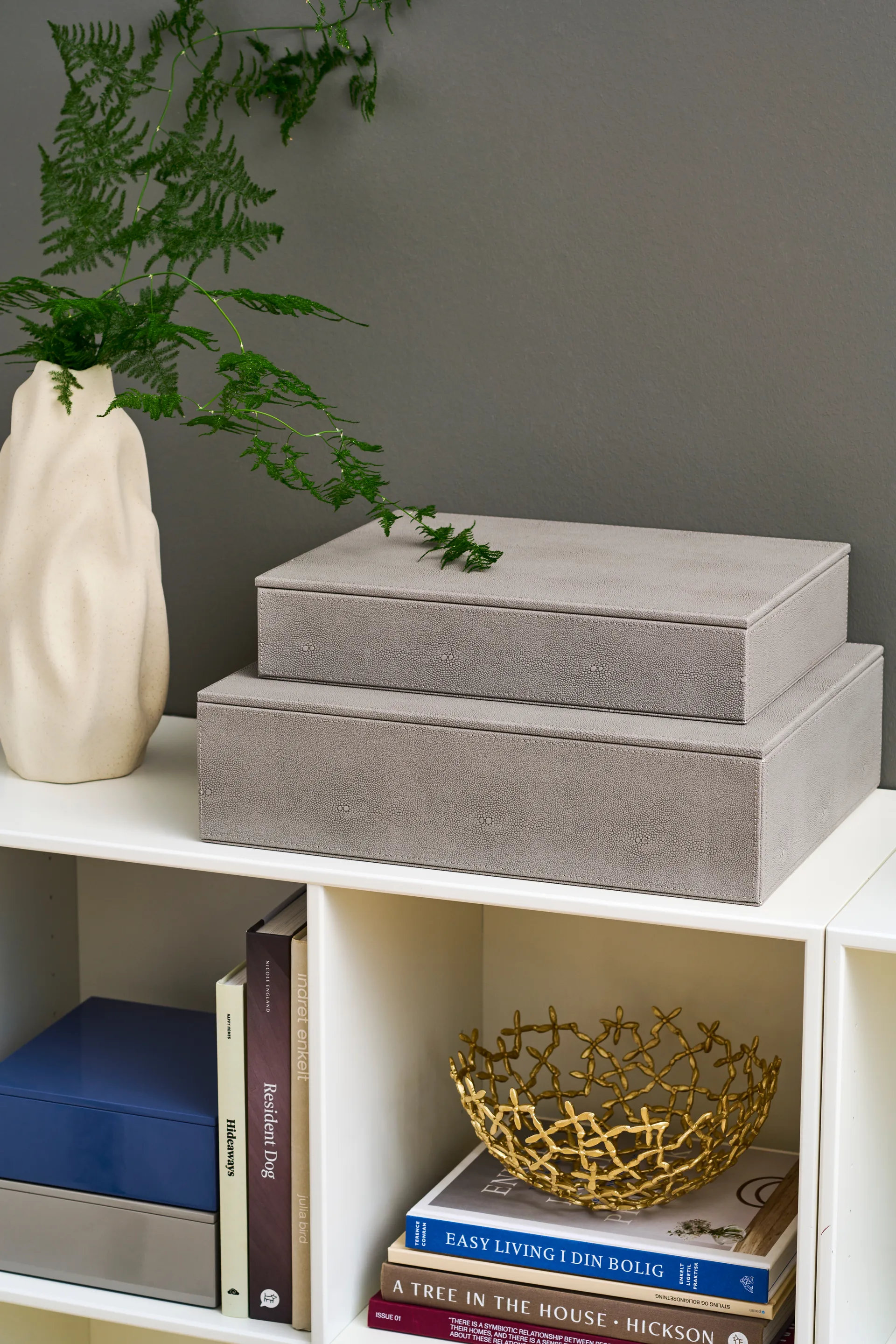 Lux gelakte opbergdoos 19x19x7 cm, Ultramarin Mojoo