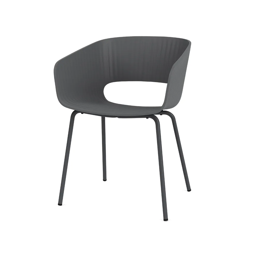 Marée 401 stoel, anthracite gelakt metalen onderstel Montana