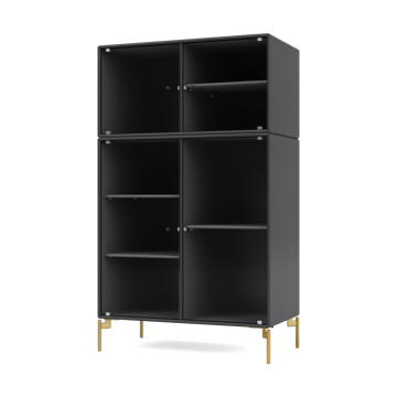 Ripple III vitrinekast 69,6x117,6x38 cm - Antracietpoten brass - Montana