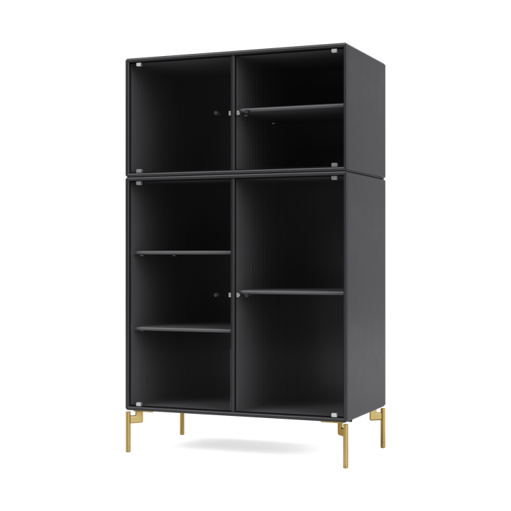 Ripple III vitrinekast 69,6x117,6x38 cm, Antracietpoten brass Montana