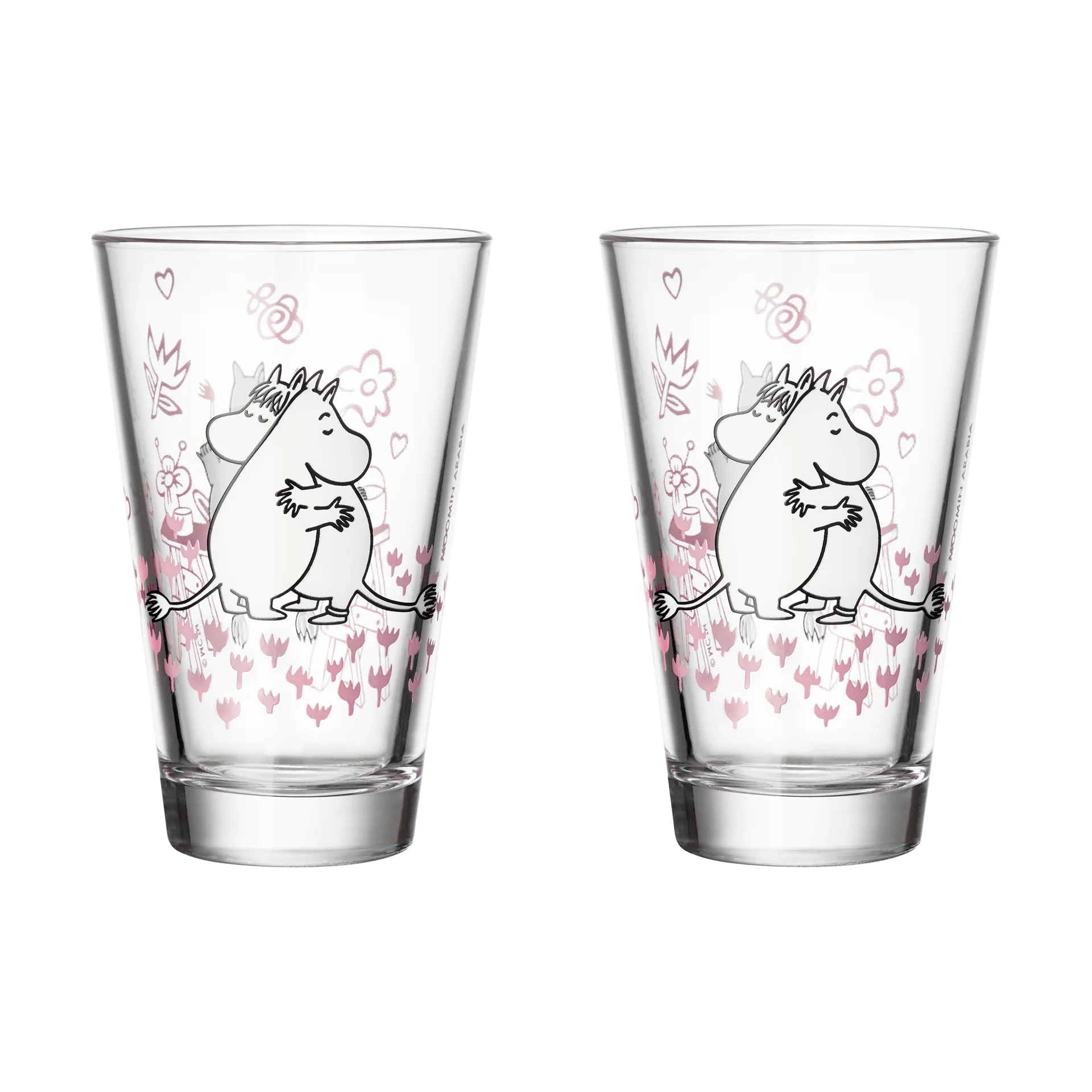 Kärlek Moomin glas 2-pack, Helder Moomin Arabia