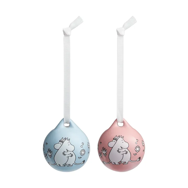 Kärlek Mumin kerstbal - Roze-blauw, 5 cm, 2-pack - Moomin Arabia