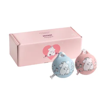 Kärlek Mumin kerstbal - Roze-blauw, 5 cm, 2-pack - Moomin Arabia