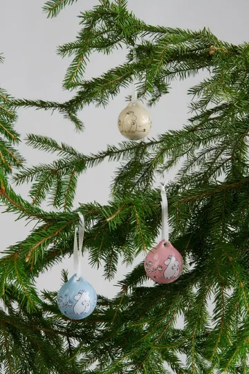 Kärlek Mumin kerstbal - Roze-blauw, 5 cm, 2-pack - Moomin Arabia