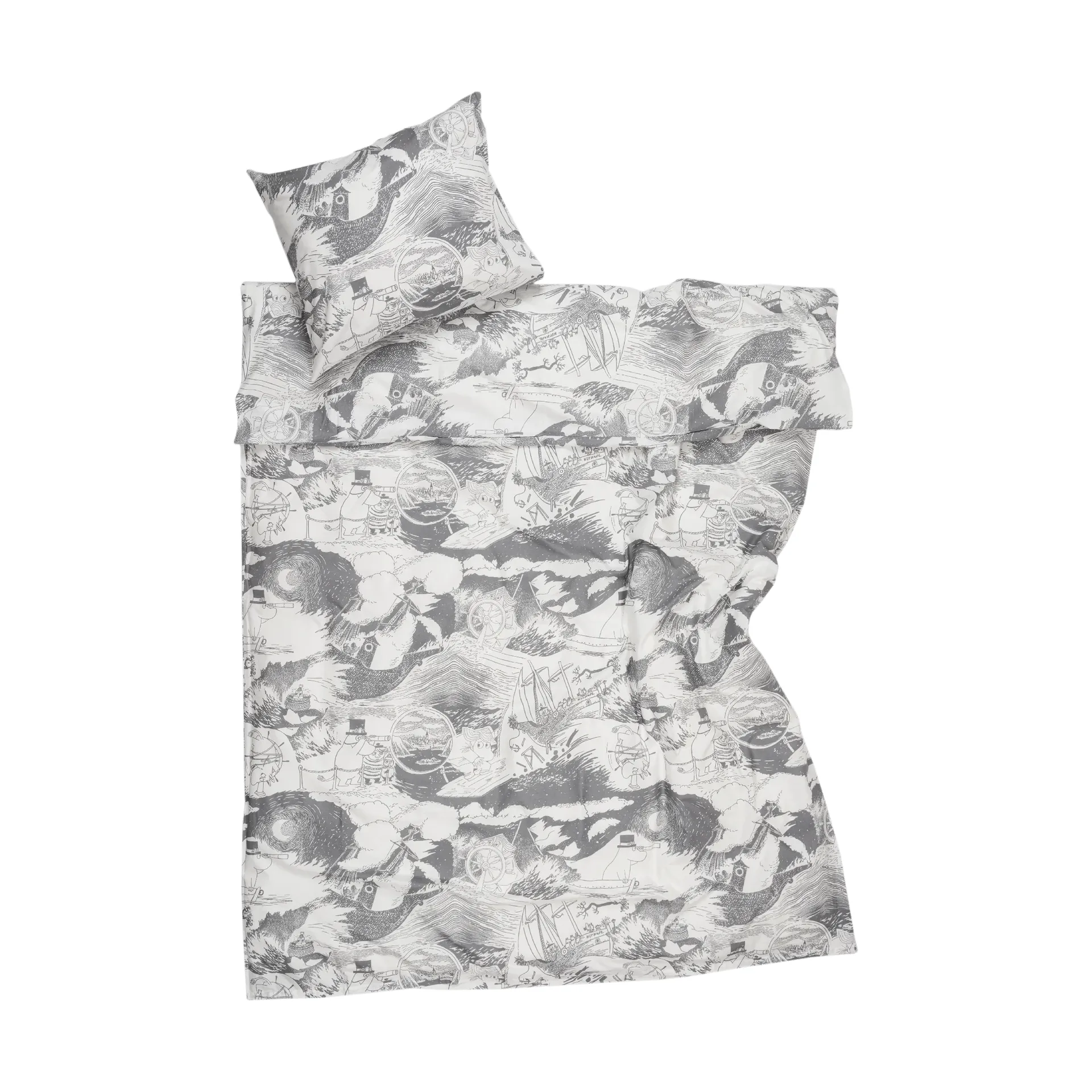 Moomin dekbedovertrekset 150x210 cm, Segling, grijs Moomin Arabia