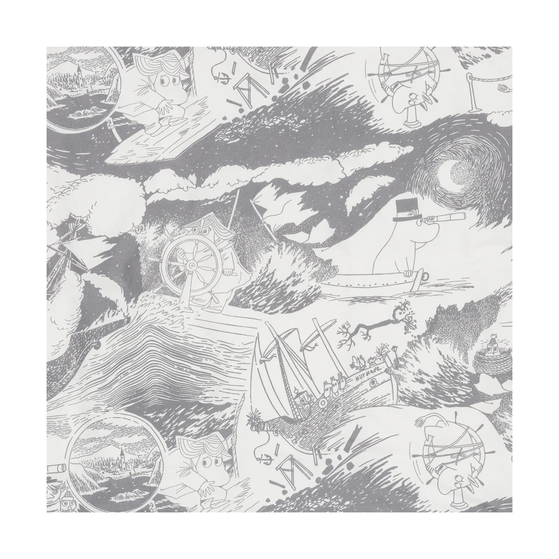 Moomin dekbedovertrekset 150x210 cm, Segling, grijs Moomin Arabia