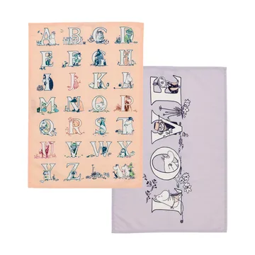 Moomin keukendoek 50x70 cm 2-delig - Alfabet - Moomin Arabia