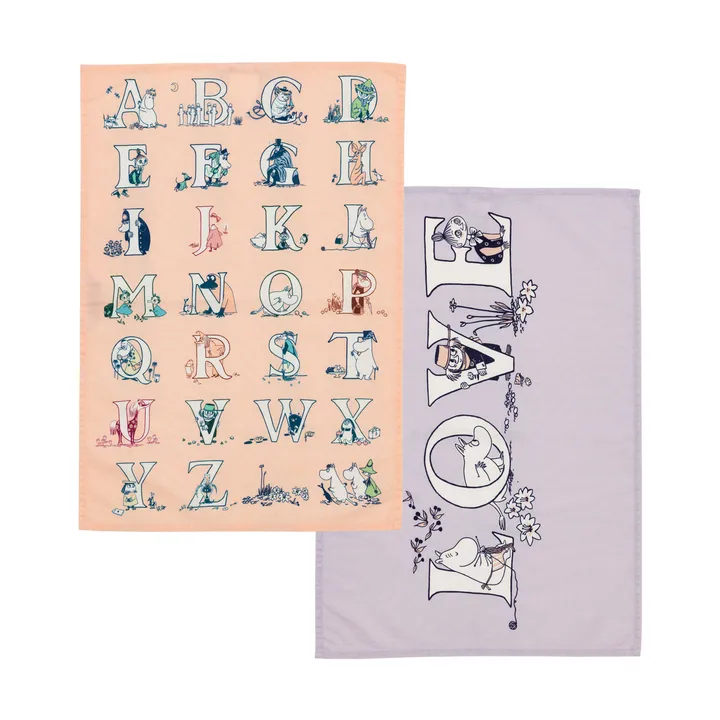 Moomin keukendoek 50x70 cm 2-delig - Alfabet - Moomin Arabia