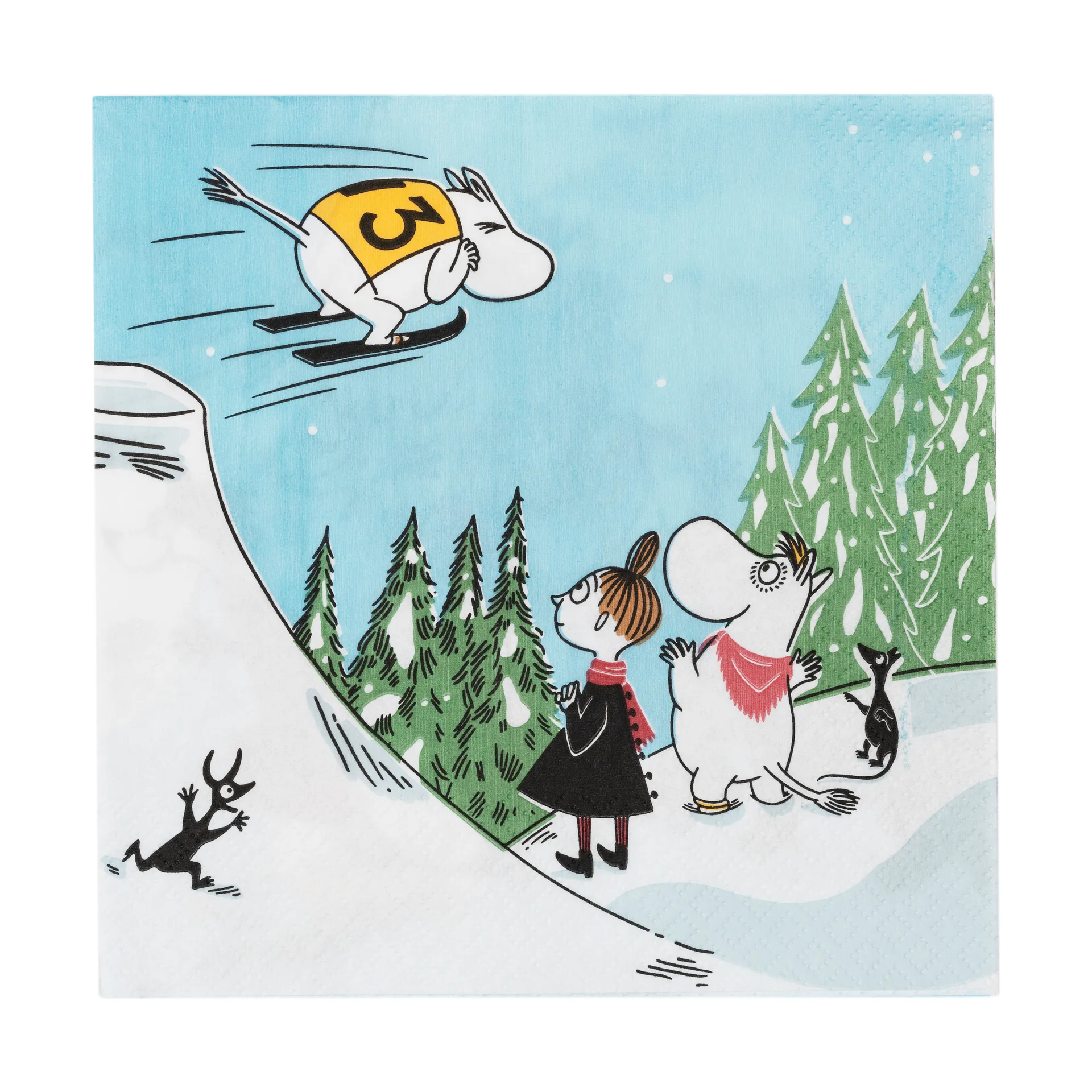 Moomin servet 33x33 cm, Ski jumping Moomin Arabia