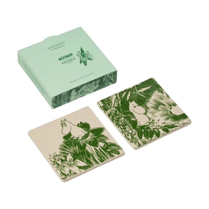 Mystikens skog Moomin onderzetter - Groen, 10x10 cm, 2-pack - Moomin Arabia