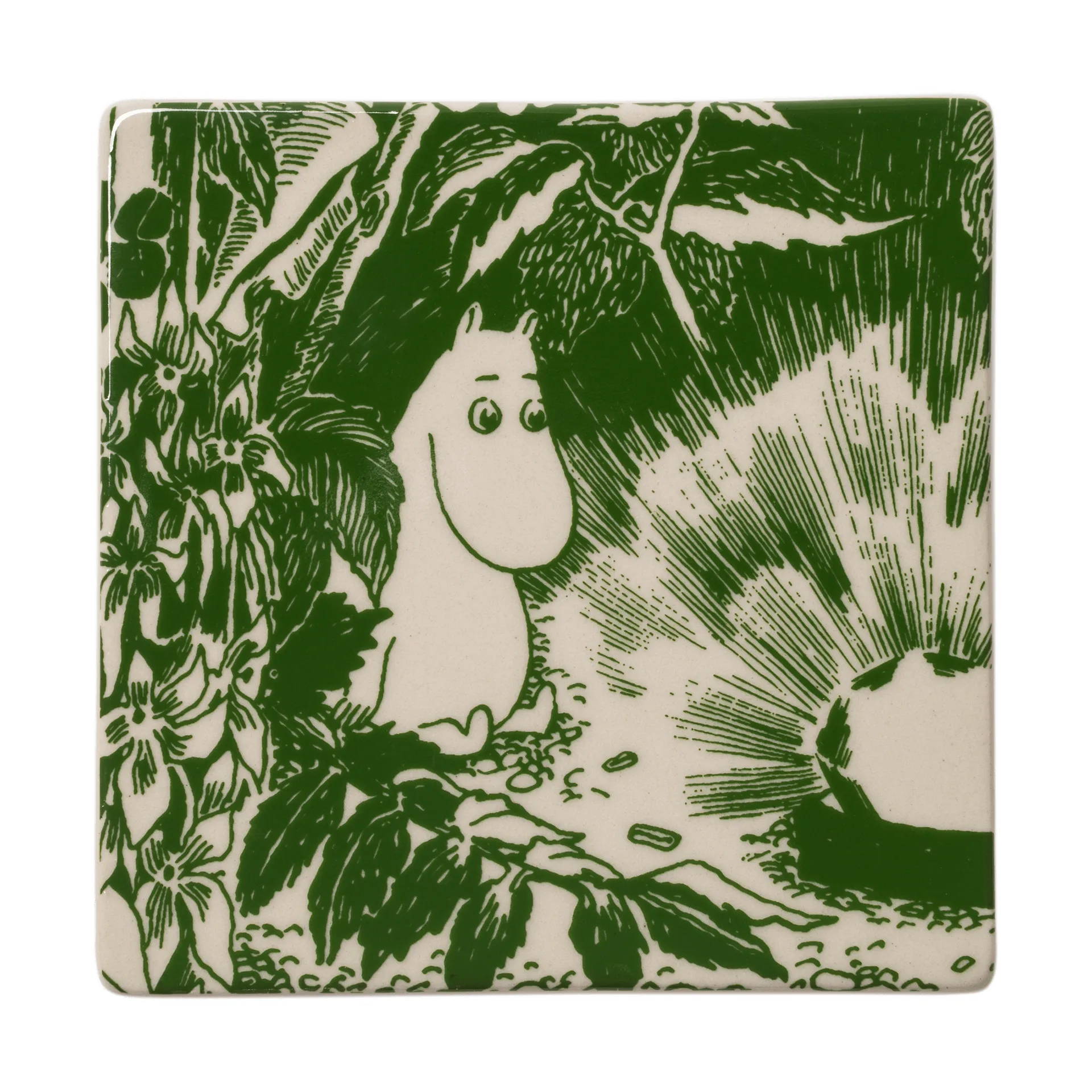 Mystikens skog Moomin onderzetter, Groen, 10x10 cm, 2-pack Moomin Arabia