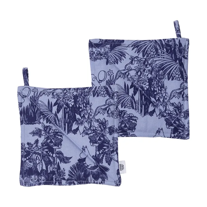 Mystikens skog Moomin pannenlappen - Blauw, 22x22 cm, 2-pack - Moomin Arabia